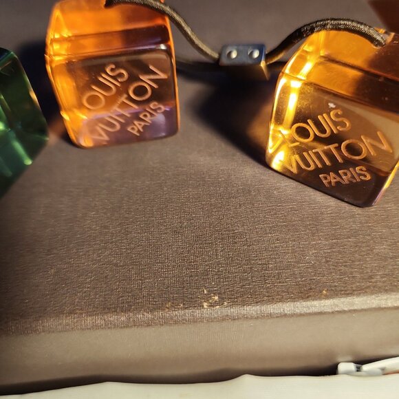 Auth Louis Vuitton Hair Cube Hair Tie Neon Green & Neon Orange Hair Tie with Bag - Picture 7 of 14